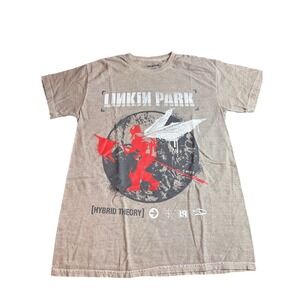 Linkin Park Hybrid Theory Graphic T-Shirt Mens Medium Tan Sand Rock Band Tee